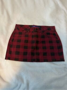 Miley Cyrus & Max Azria Red and Black Buffalo Check Mini Skirt
